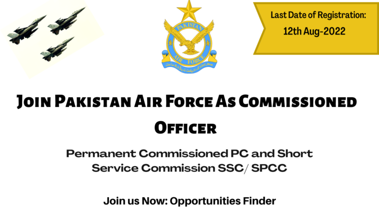 Join Pakistan Air Force As Commissioned Officer