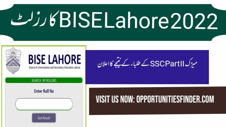 BISE Lahore Matric Result-10<sup>th</sup> Class Result 2022