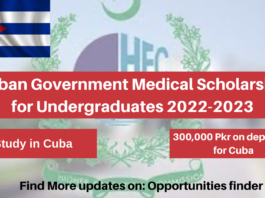 Cuban Government Medical Scholarship for Undergraduates 2022-2023