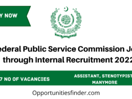 Federal Public Service Commission Jobs through Internal Recruitment 2022