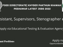 Food Directorate Khyber Pakthun Khawah Peshawar Latest Jobs 2022