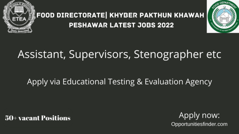 Food Directorate| Khyber Pakthun Khawah Peshawar Latest Jobs 2022