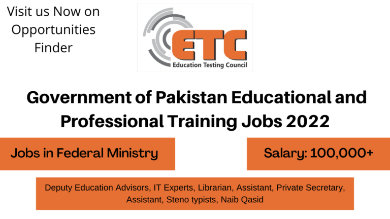  Government of Pakistan Educational and Professional Training Jobs 2022