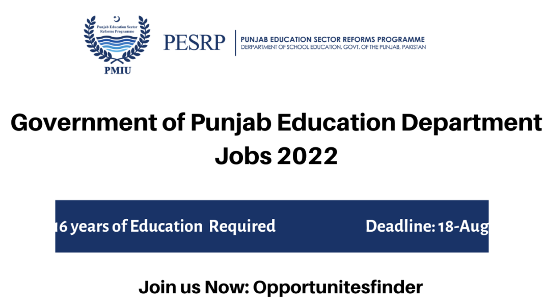 Government of Punjab Education Department Jobs 2022