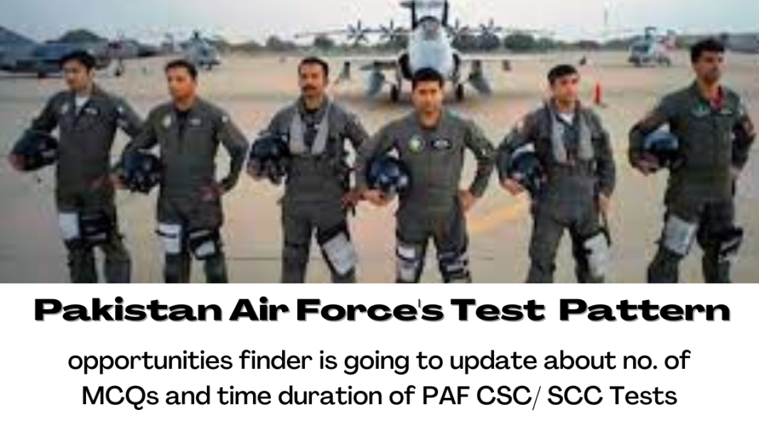 opportunities finder is going to update about no. of MCQs and time duration of PAF CSC/ SCC Tests
