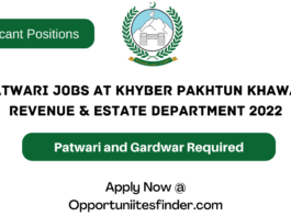 Patwari Jobs at Khyber Pakhtun Khawah Revenue & Estate Department 2022