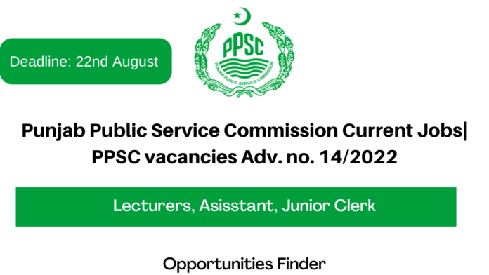 Punjab Public Service Commission Current Jobs PPSC vacancies Adv. no. 142022