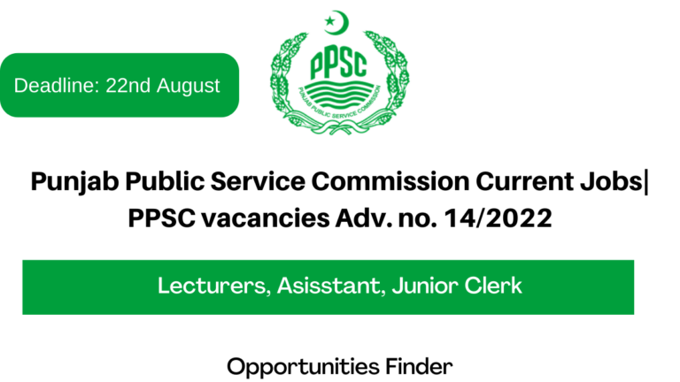 Punjab Public Service Commission Current Jobs| PPSC vacancies Adv. no. 14/2022