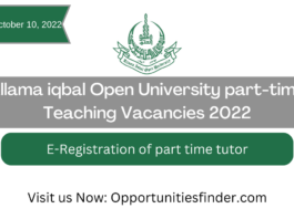 Allama iqbal Open University part-time Teaching Vacancies 2022
