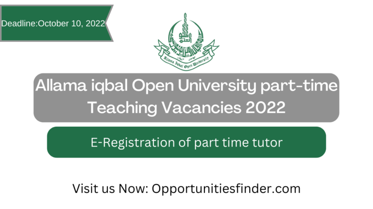 Allama iqbal Open University part time Teaching Vacancies 2022