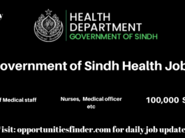 Government of Sindh Health Jobs| Hiring of Medical Staff in Calamity areas