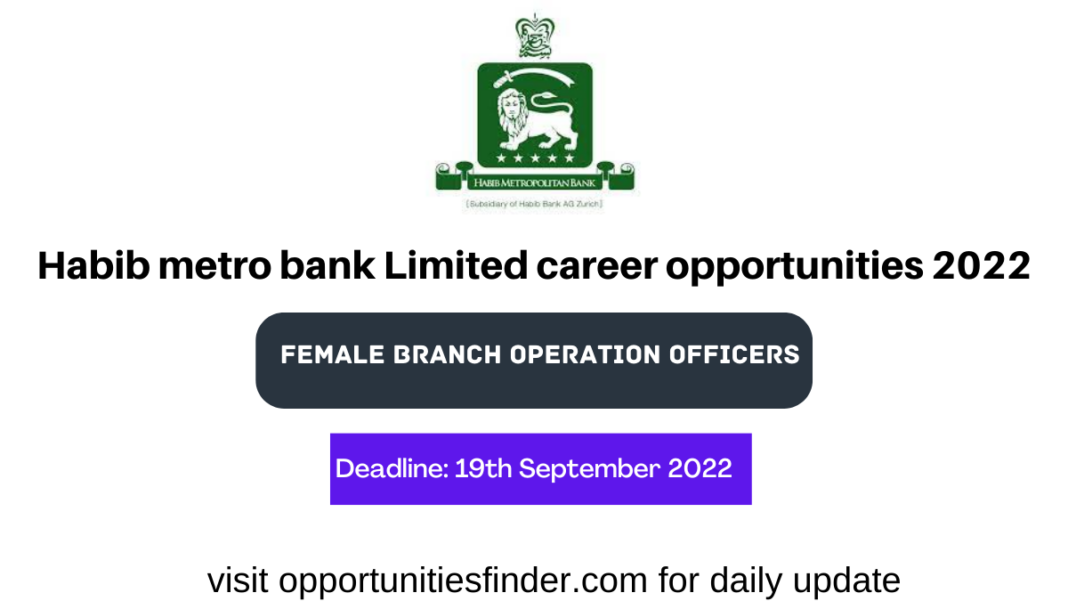 Habib metro bank Limited career opportunities 2022
