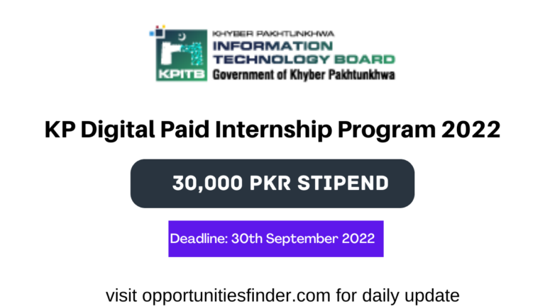 KP Digital Paid Internship Program 2022| 30,000 pkr Stipend