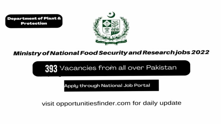 Ministry of National Food Security and Research jobs 2022| Department of Plant & Protection