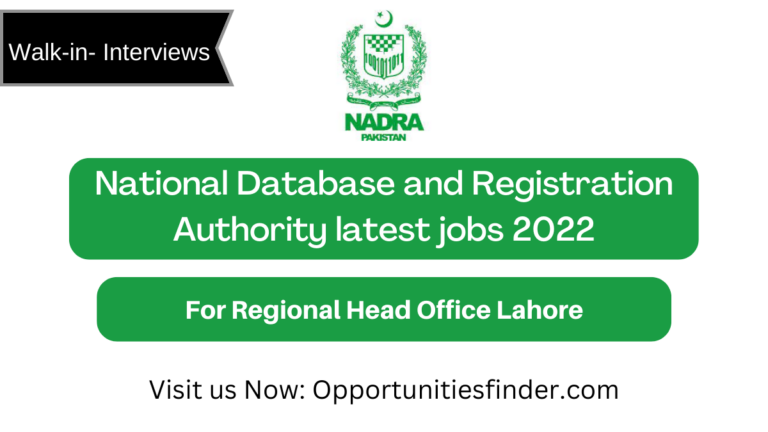 NADRA latest jobs 2022|For Regional Head Office