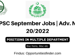 PPSC Latest Jobs 2022 Advertisement no 20 2022