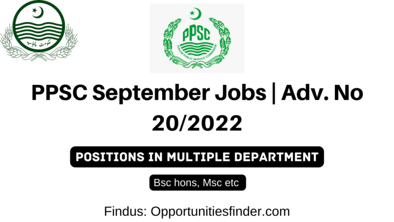 PPSC Latest Jobs 2022| Advertisement no 20/ 2022