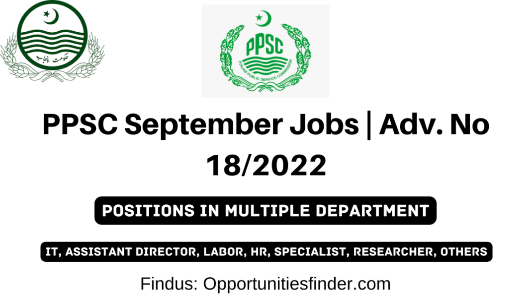 PPSC September Jobs Adv. No 182022