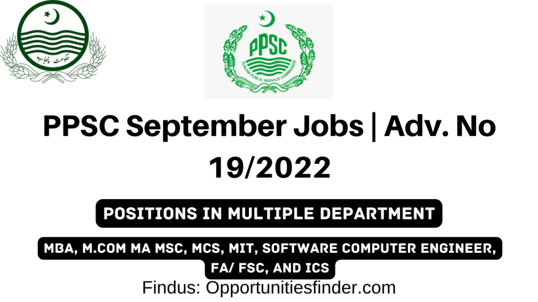 PPSC September Jobs Adv. No 19/2022