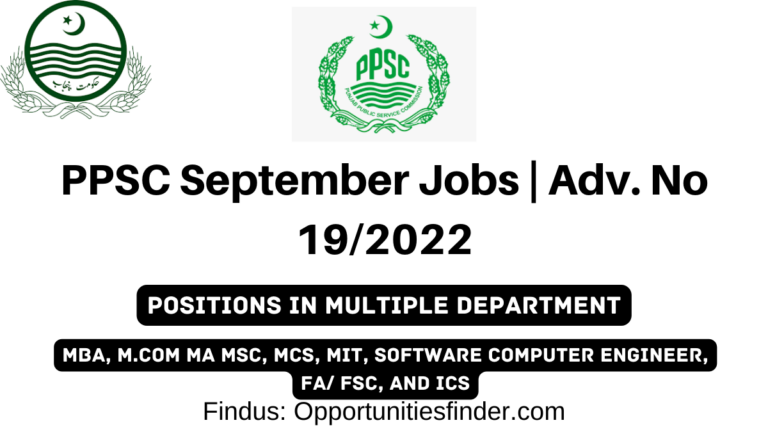 PPSC Latest Jobs 2022| Advertisement no 19/ 2022