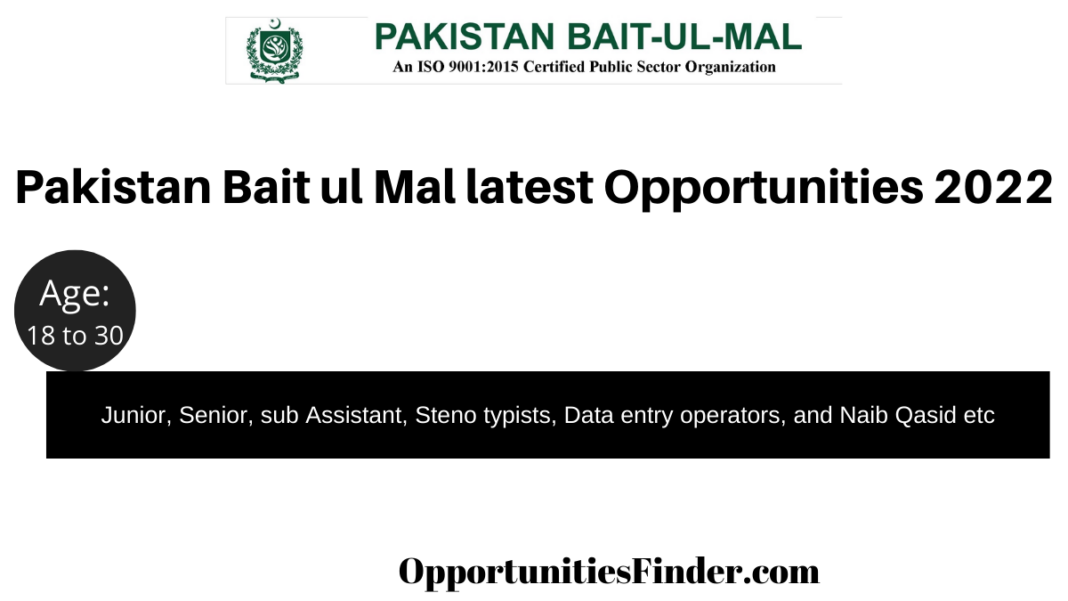 Pakistan Bait ul Mal latest Opportunities 2022