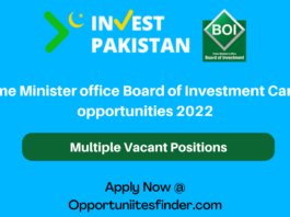 Prime Minister office Board of Investment Career opportunities 2022