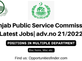 Punjab Public Service Commission Latest Jobs| adv.no 21/2022