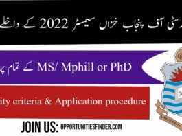 University of The Punjab MS MPhil and PhD Admissions Open Spring semester 2022