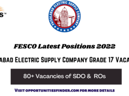 Faislabad Electric Supply Company Limited| FESCO Grade 17 latest positions