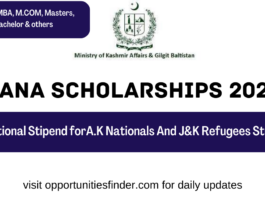 KANA Scholarships 2022 for A.K Nationals And J&K Refugees Students