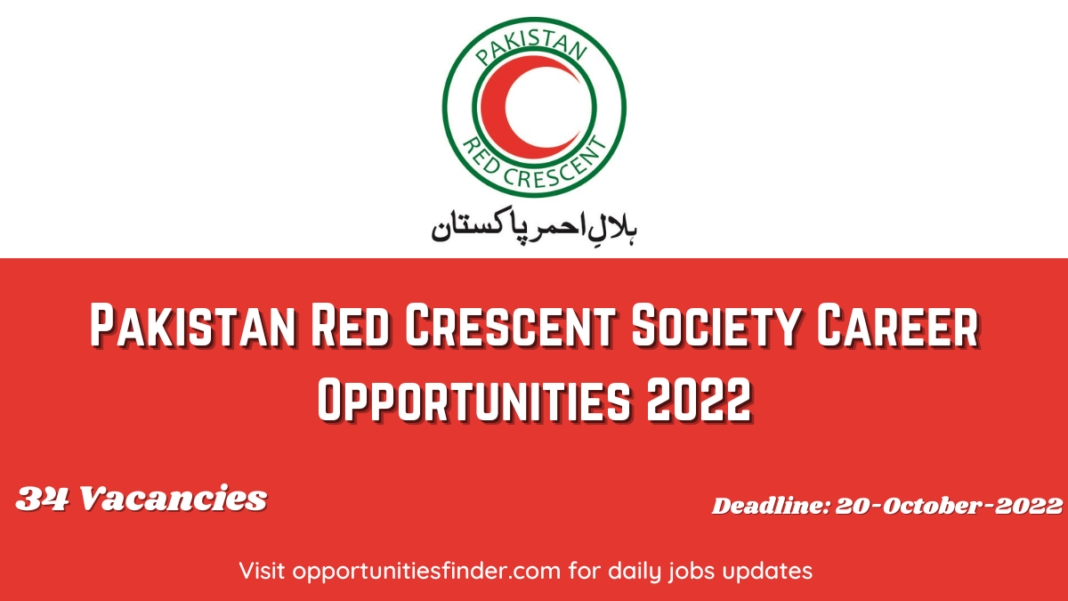 Pakistan Red Crescent Society Career Opportunities 2022