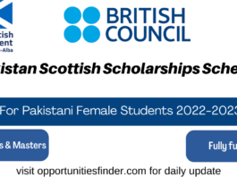 Pakistan Scottish Scholarships Scheme for Pakistani Female Students 2022-2023