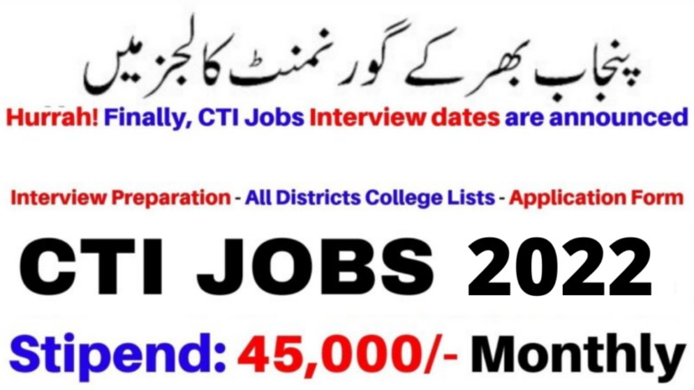 CTI jobs 2022 –  College Teacher Interns By HED Punjab