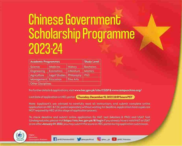 Chinese Government Scholarships For Pakistani Students 2023-2024 ...