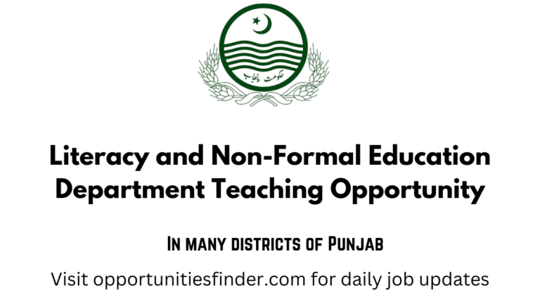Government of Punjab Teaching Opportunity 2022| Literacy and Non-Formal Education Department