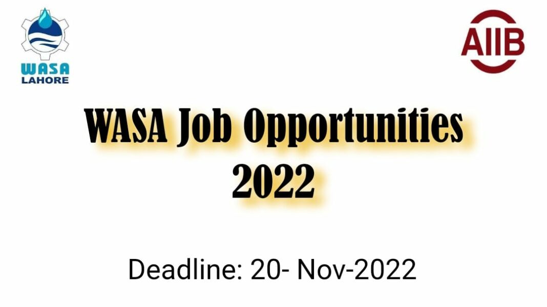 WASA Job Opportunities 2022 Water and Sanitation Agency Positions