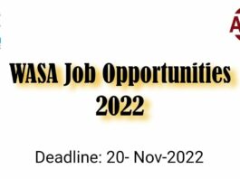 WASA Job Opportunities 2022 Water and Sanitation Agency Positions