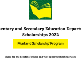 Elementary and Secondary Education Department Scholarships 2022