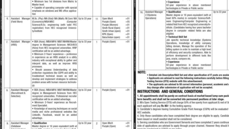 LESCO Job Opportunities 2023| Assistant Managers