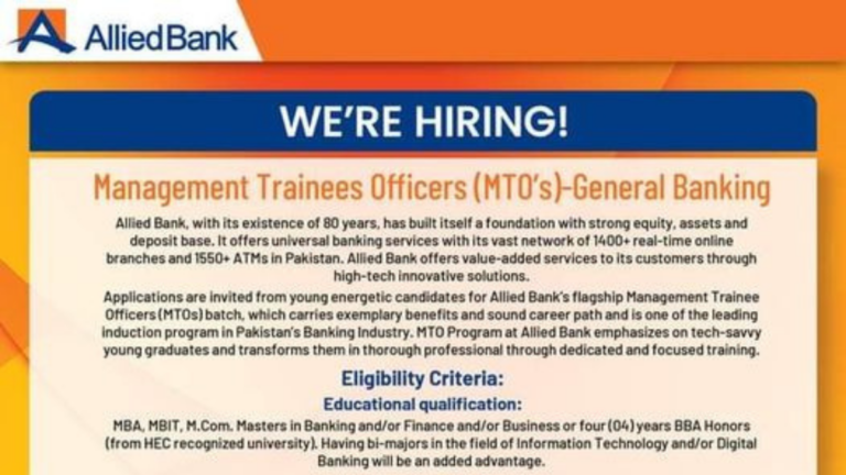 Allied Bank Limited Latest Jobs 2023| MTOs Required