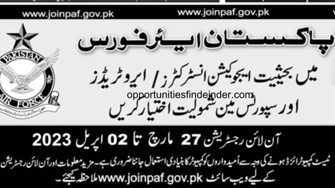 Join Pakistan Air Force as Instructors Pakistan Air Force Opportunities
