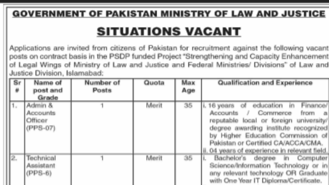 MINISTRY of Law And Justice Vacant Positions 2023