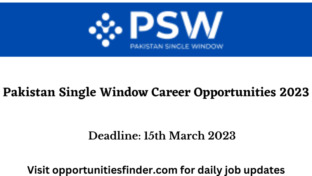 Pakistan Single Window Career Opportunities 2023