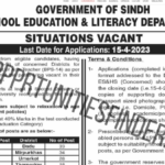 Teaching Jobs in the Government of Sindh 2023 Education and Literacy Department