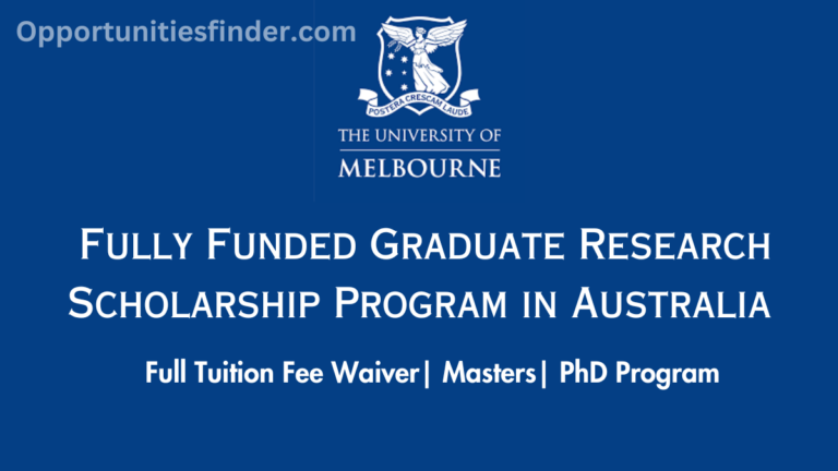 Melbourne Fully Funded Graduate Research Scholarship Program| Australia