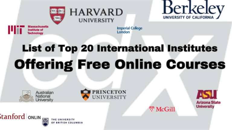 List of Top 20 Institutes Offering Free Online Courses