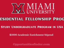 Miami University Presidential Fellowship Program in USA