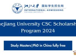 Zhejiang University CSC Scholarship Program 2024