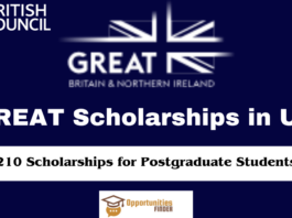 British Council GREAT Scholarships in UK