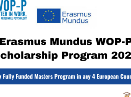 Erasmus Mundus WOP-P FullyFunded Scholarship Program